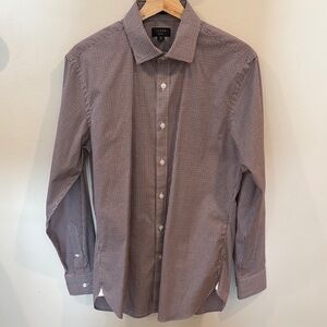 J. Crew Ludlow Men's Black White Red Checkered Button Down Shirt Size 15.5/34